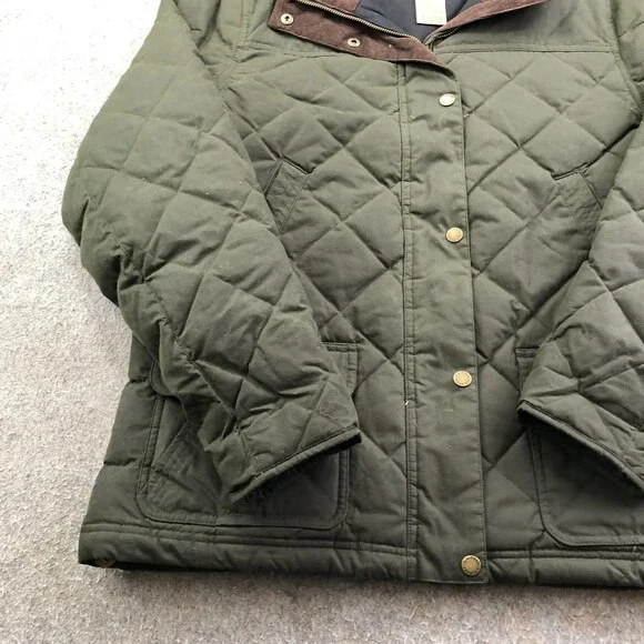 L.L. Bean Jacket Mens Large Green Quilted Canvas Down Insulated Full Zip Outdoor - Picture 2 of 9